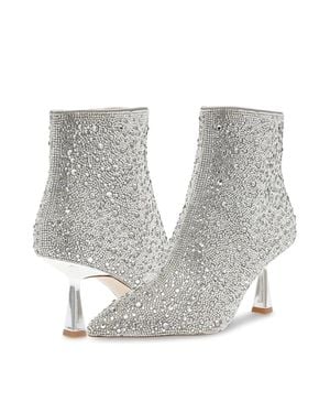 Steve Madden Flashee Boots Rhinestone Ankle Bootie Rhs8354 - Gray