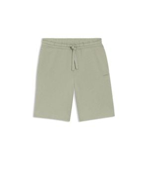 HUGO Cotton-Terry Shorts With Logo Print - Green