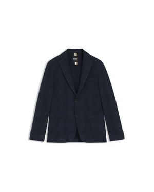 BOSS Checked Slim-Fit Jacket - Blue