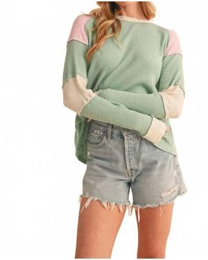 AEMI + CO Sage Colorblock Long Sleeve Top - Green