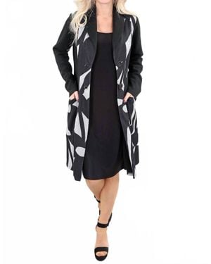 Michael Tyler Long Abstract Coat - Black