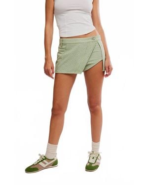 Free People Georgie Gingham Micro Skort - Green