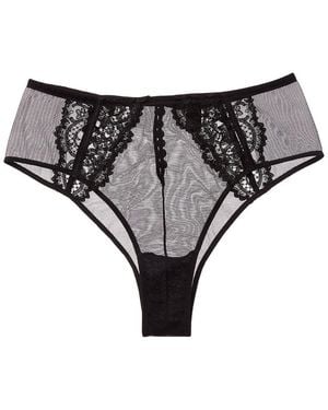 Kiki de Montparnasse Juliette High-Waist Silk-Trim Panty - Black