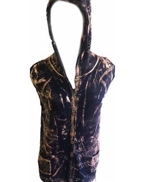 Angel Bleach Snap-Front Hoodie Vest - Blue