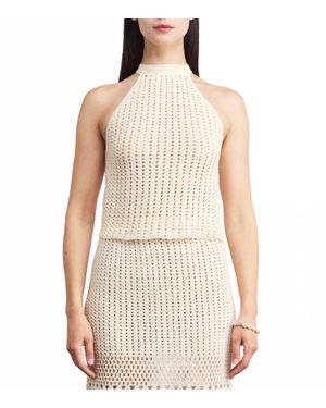 Escvdo Reflejo Crochet Halter Top - Natural