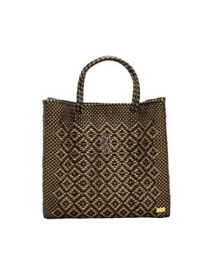 Lolas Bag Medium Handmade Aztec Shoulder Strap Tote Bag - Brown