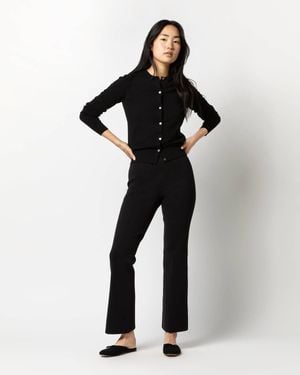 ANN MASHBURN Lara Knit Flare Cropped Pants - Black
