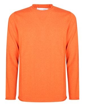 Comme des Garçons Ribbed Crew Neck Wool Sweater - Orange