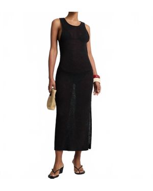 Onia Linen Knit Scoop Back Maxi Dress - Black