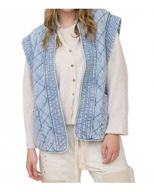 JOA Quilted Shawl Vest - Blue