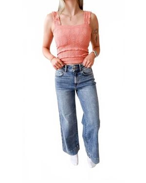 Flying Monkey Super High Rise Trouser Hem Wide Jean - Blue