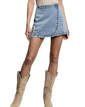 Eesome Denim Wrap Mini Skirt - Blue