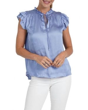 Love Token Agatha Ruffle Sleeve Top - Blue