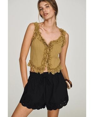 Raisonnel Scalloped Eyelet Shorts - Black