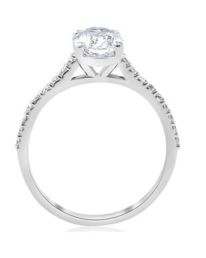 Pompeii3 1.20Ct Oval Diamond Engagement Ring With Side Stones 14K Lab Grown - Metallic
