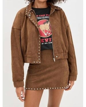 Moon River Cowgirl Crush Studded Jacket - Brown