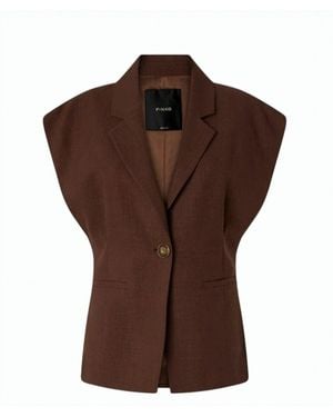 Pinko Floella Stretch Panama Sleeveless Jacket - Brown
