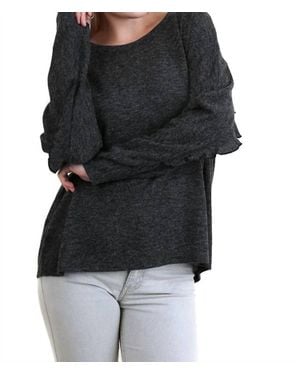 Umgee Ruffle Detail Long Sleeve Top - Black