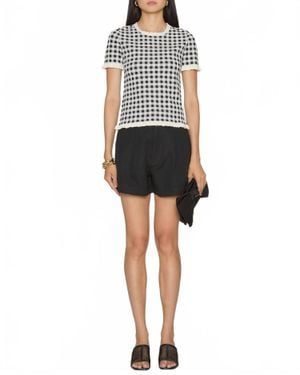 Sea Saige Gingham Knit Short Sleeve Top - Black