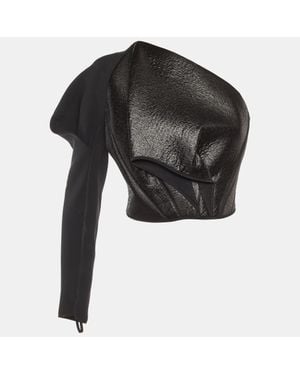 Maticevski Crepe Regiment One Shoulder Crop Top - Black