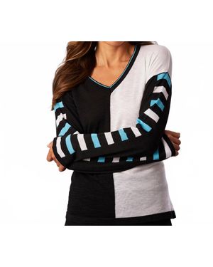 French Kyss Stripe Sleeve Sweater - Black