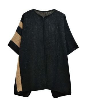 TRUEDAMES Side Border Ruana - Black