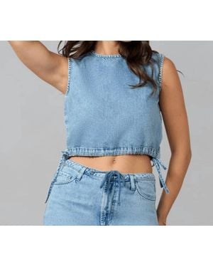 Lola Denim Sleeveless Denim Top - Blue