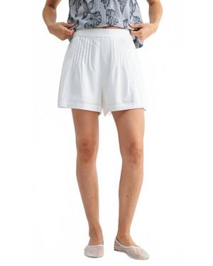 Fun 2 Fun Pintuck Pleated Shorts - White