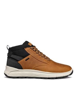 Geox Spherica Lace-Up Leather Ankle Boots - Brown