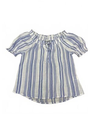 Blu Pepper Striped Off The Shoulder Top - Blue