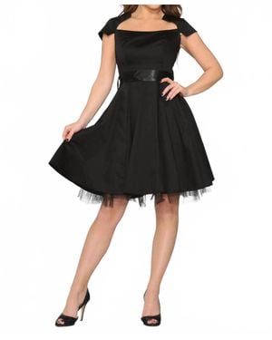 Orchid Bloom Midi Swing Dress - Black