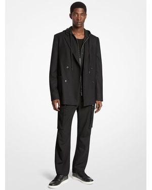 Michael Kors Stretch Wool Flannel Double-Breasted Blazer - Black