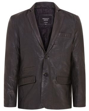 Infinity Leather Slim Leather Italian Blazer Jacket-Somero - Black