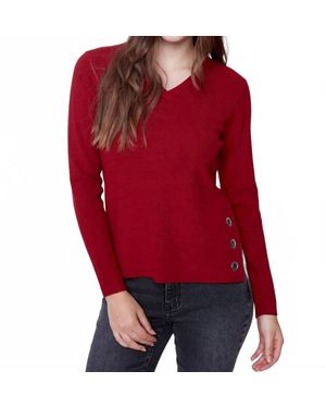 Charlie b V-Neck Grommet Sweater - Red