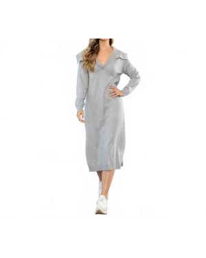 Thml Cozy Collared Sweater Dress - Gray