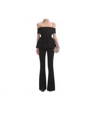 Self-Portrait Crepe Off Shoulder Jumpsuit - Black