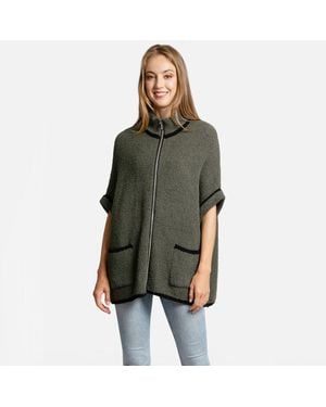 TRUEDAMES Colored Edge Front Pockets Zipper Jacket - Green