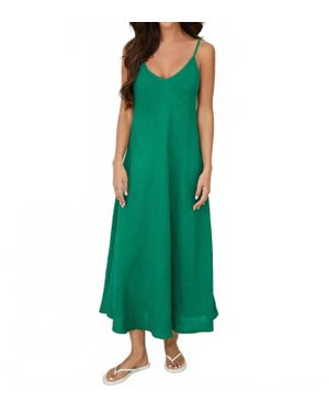 Milio Milano Italian Linen Full Length Slip Dress - Green