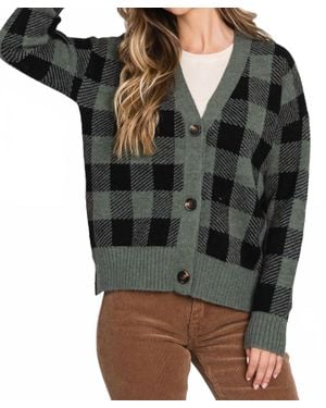 Be Cool Plaid Button Up Cardigan - Black