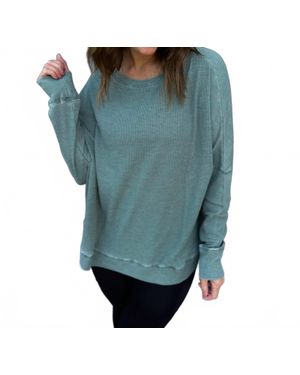 Mono B Waffle Ribbed Pullover - Blue
