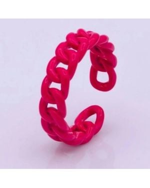 Aim Eternal Enamel Curb Chain Ring - Pink