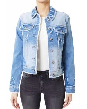Kancan Taylor Frayed Seam Denim Jacket - Blue
