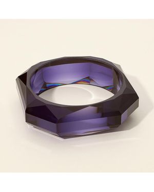 Fashnzfab Bold Faceted Geometric Resin Bangle Bracelet - Purple