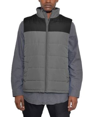 TRUEDAMES Padded Winter Two Tone Vest - Gray