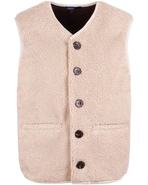 Soeur Sleeveless Textured Fleece Vest With V-Neckline And Button Closure - Pink