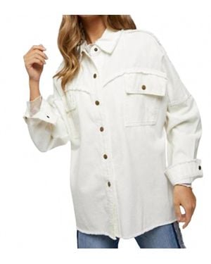 Davi & Dani Woven Snap Top - White