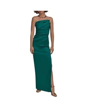 Donna Karan Ruched Strapless Gown - Green