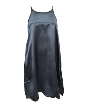 PJ Harlow Ruby Satin Knee Length Gown With Spaghetti Straps & Gathered Back Ruby - Black
