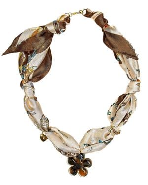 Lisi Lerch Lucky Clover Charms Scarf Necklace - Metallic