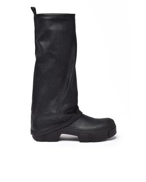 Vic Matié Leather Davidson Boots - Black